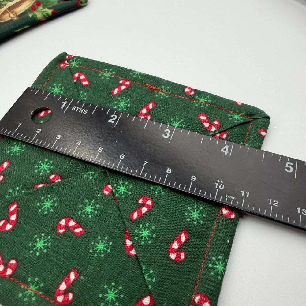 Christmas Fabric Coasters Set of 8 Handmade Quilted Poinsettia Holiday Custom